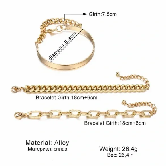 Planet Gold Polished Gold Bracelet Layering Set - Picture 2 of 2